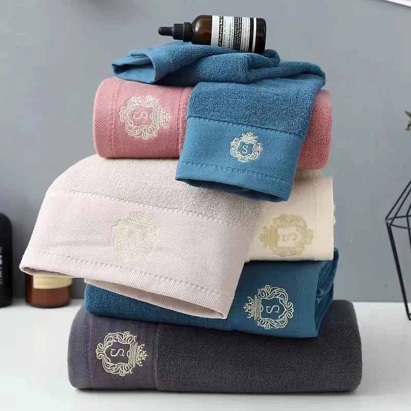 1/2/3pcs Bathroom Towels Sets Embroidered Cotton Big Bath Towels 70x140cm and 35x75cm Face Shower Daily Use Towels 수건 세트 Toallas