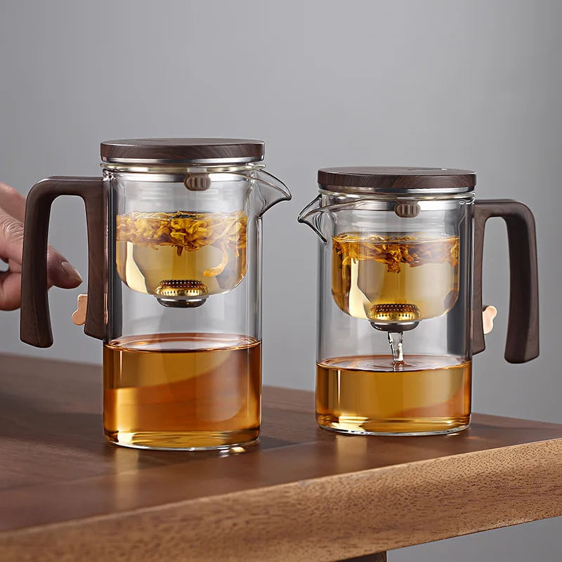 900ml 720ml 520ml Tea pot,One Click Magnetic Switch Heat Resistant Glass Teapot with Stainless Steel Tea Strainer KungFu Teaware