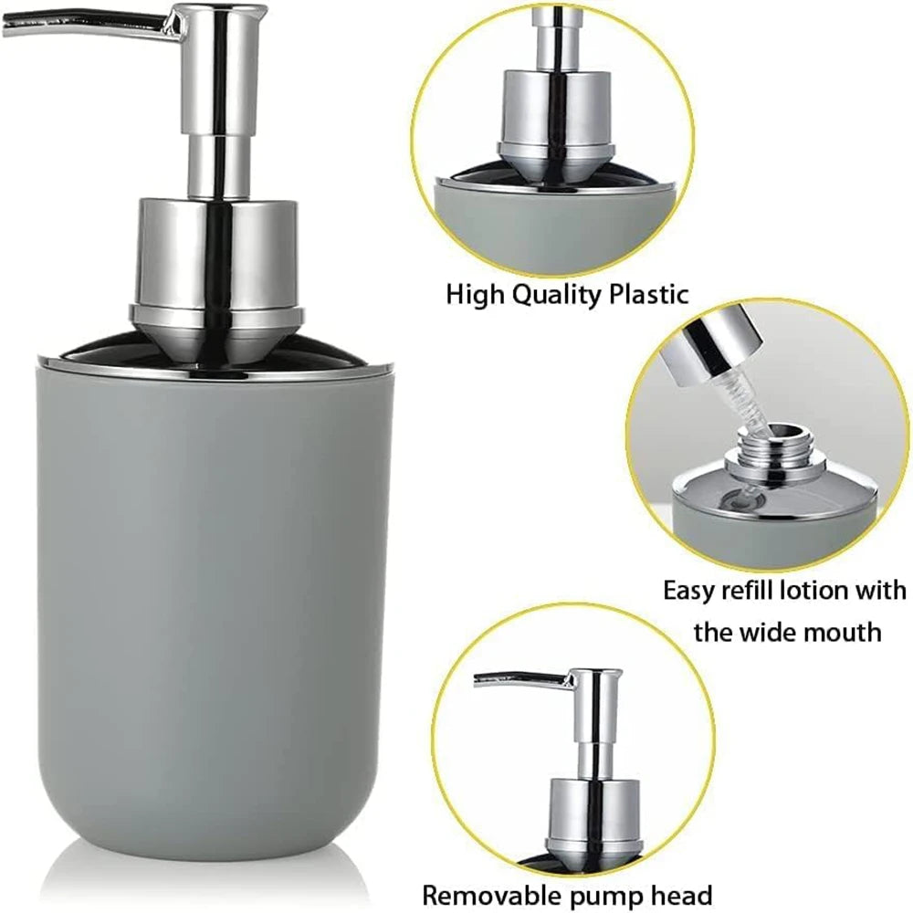 6 Pcs Plastic Bathroom Accessory Set Luxury Bath Accessories Bath Set Lotion Bottles, Toothbrush Holder, Tooth Mug, Soap Dish