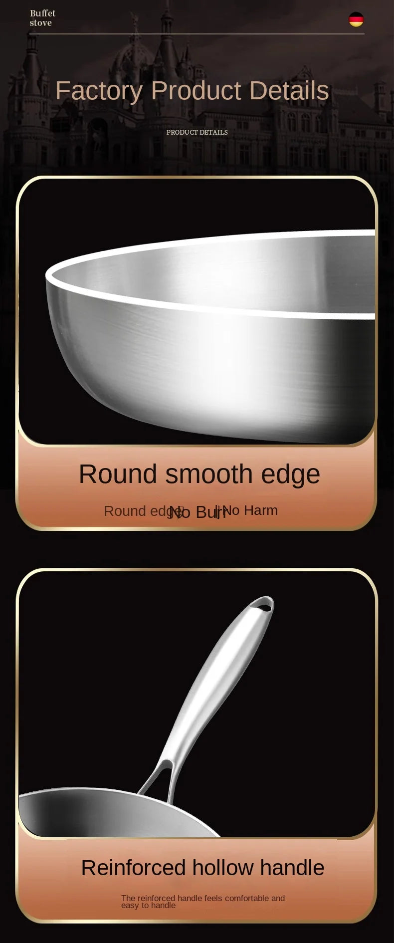 316 Stainless Steel Frying Pan Wok NonStick Pan Fried Steak Pot Uncoated Kitchen Cookware For Gas Stove and Induction Cooker Wok