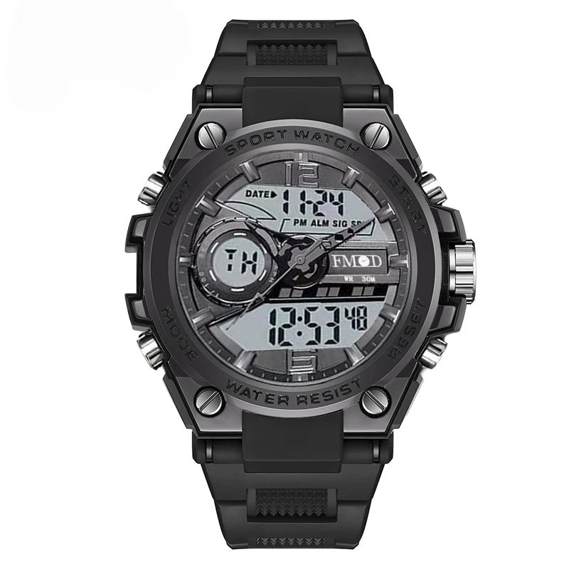 Three-Hand Luminous Sports Watch |   Alloy Dual Display Timer+Alarm Clock+Calendar |   Exclusive Dual-Display Digital Watch for Men and Women