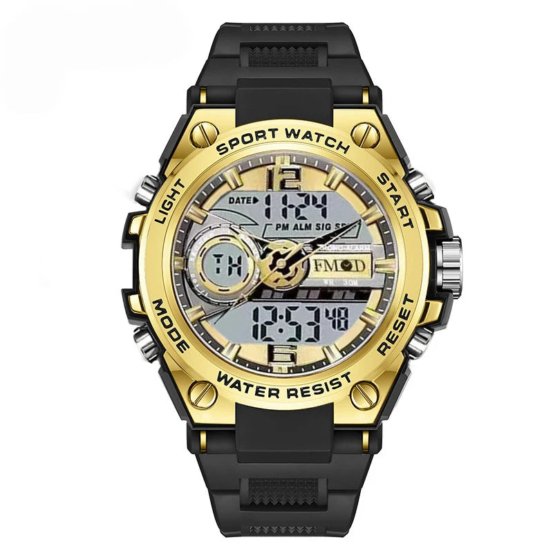 Three-Hand Luminous Sports Watch |   Alloy Dual Display Timer+Alarm Clock+Calendar |   Exclusive Dual-Display Digital Watch for Men and Women