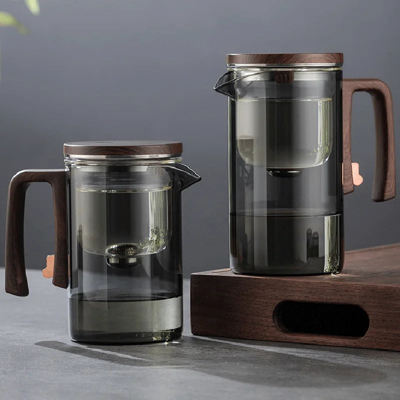 900ml 720ml 520ml Tea pot,One Click Magnetic Switch Heat Resistant Glass Teapot with Stainless Steel Tea Strainer KungFu Teaware