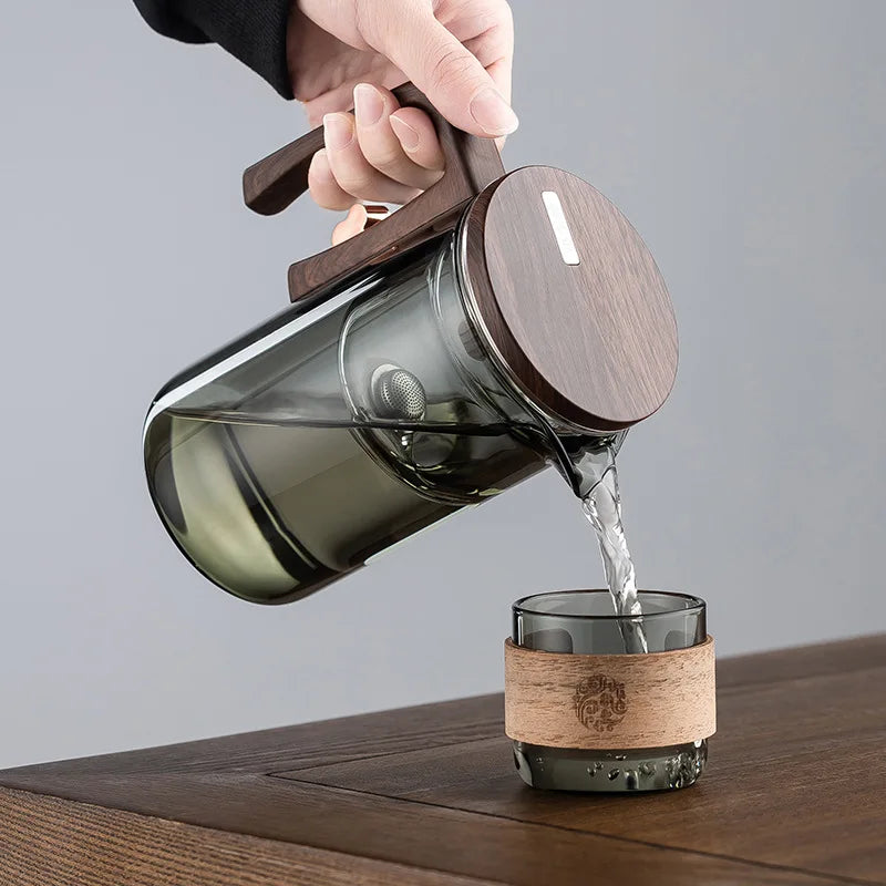 900ml 720ml 520ml Tea pot,One Click Magnetic Switch Heat Resistant Glass Teapot with Stainless Steel Tea Strainer KungFu Teaware