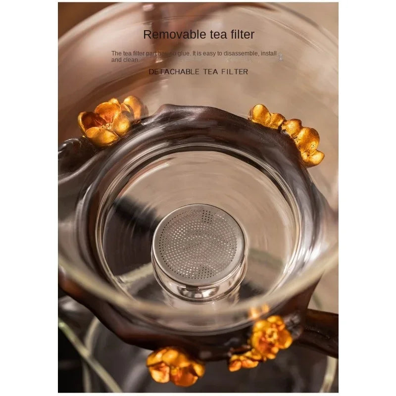 Glass Automatic Tea Set  Lazy Tea Maker High End Magnetic Suction Teapot