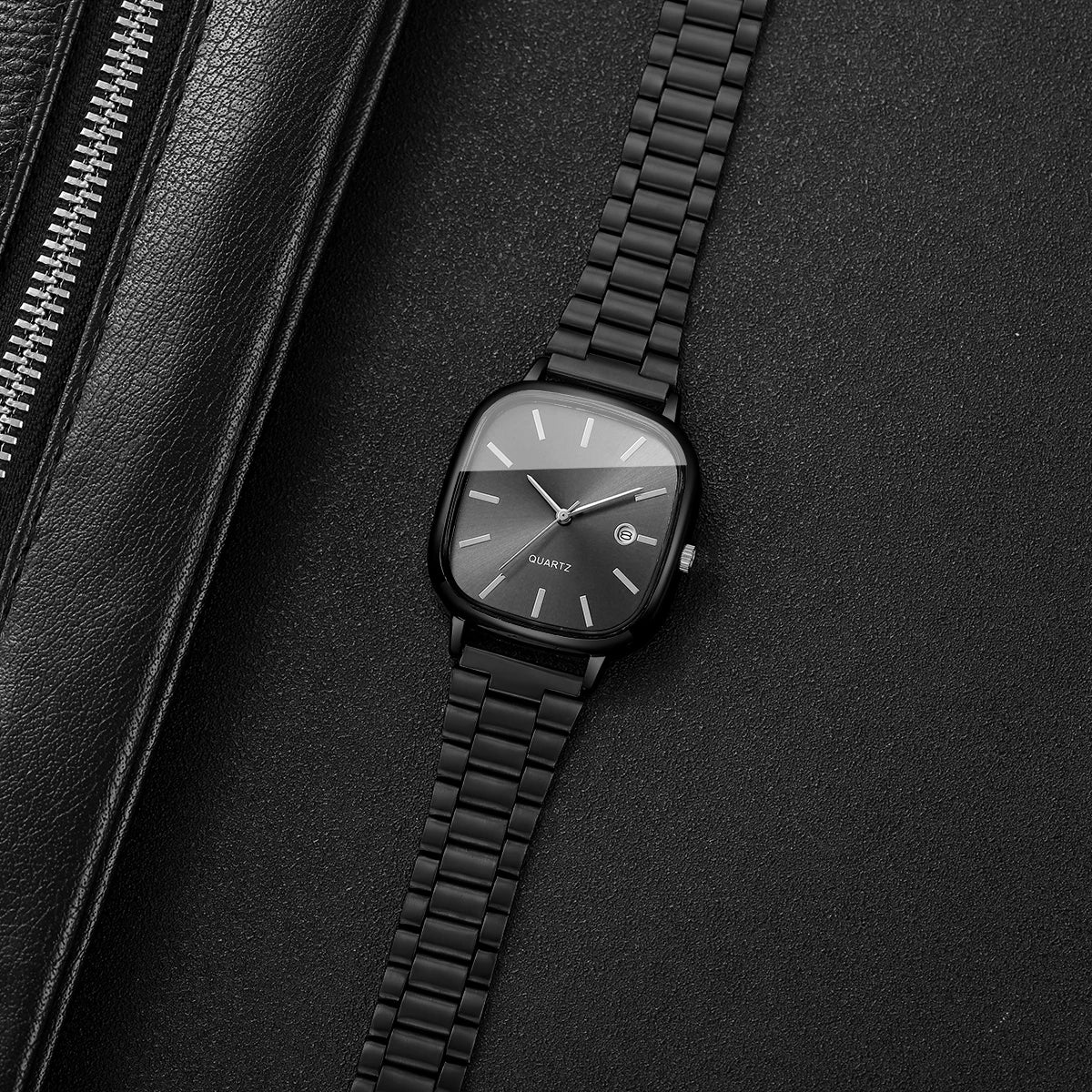 Fashion Square Men Business Watches Analog Calendar Quartz Watch for Mens Clock Reloj Hombre（Without Box）