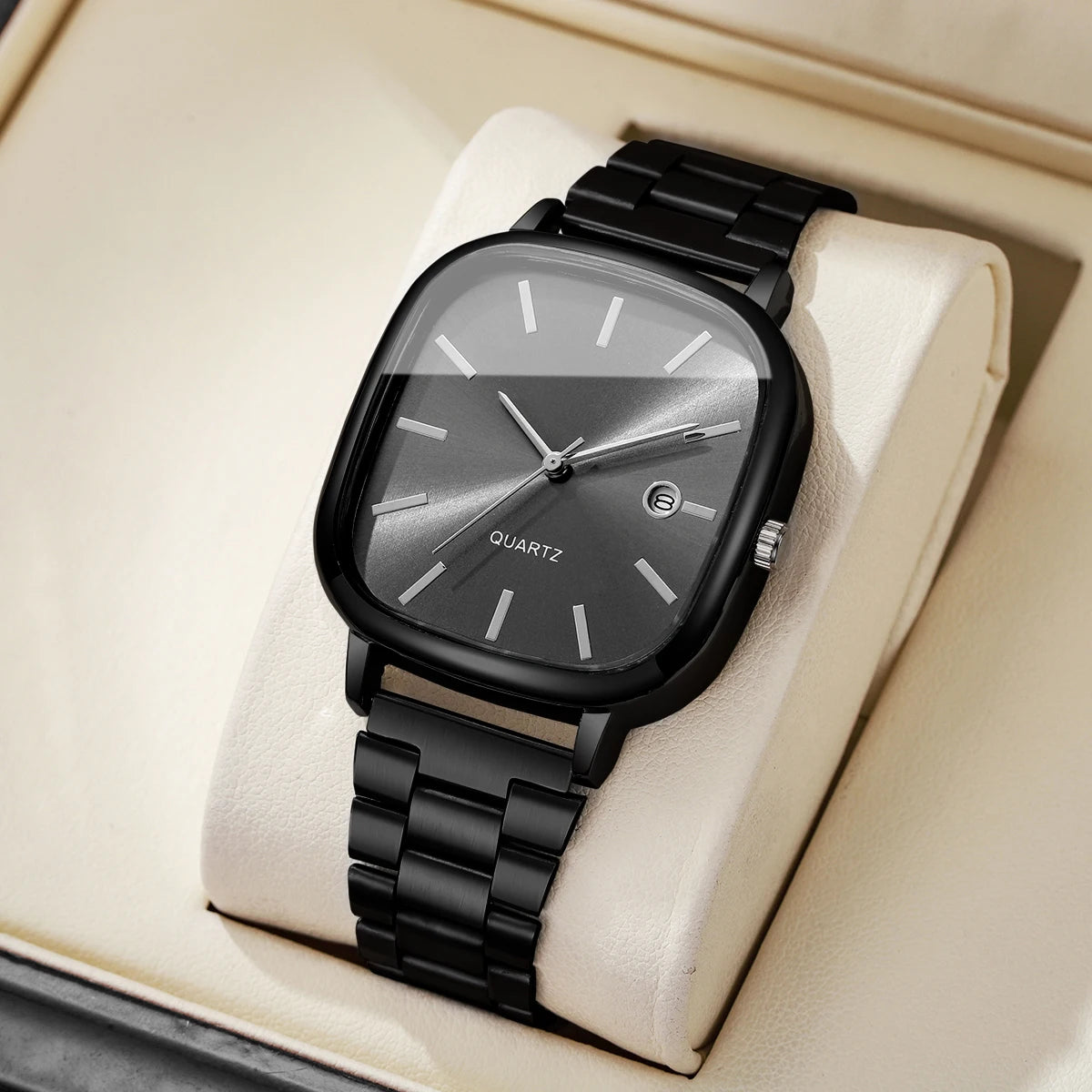 Fashion Square Men Business Watches Analog Calendar Quartz Watch for Mens Clock Reloj Hombre（Without Box）