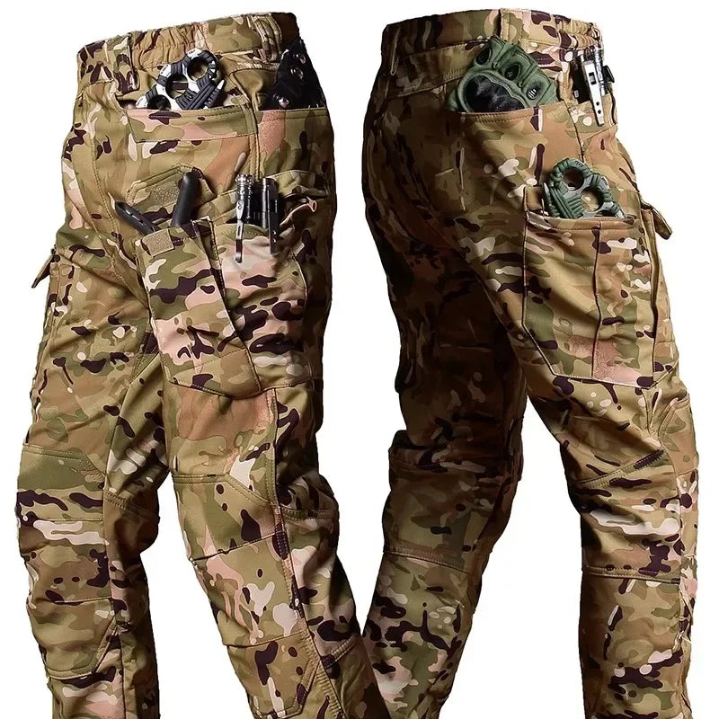 Winter Pants Men Outdoor Windproof Waterproof Thick Tactical Trousers Softshell Fleece Hunting Warm Multi-pocket Work Camo 4XL