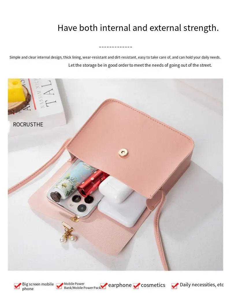 Ladies' small bags for daily use, versatile spring and summer women's bags, color-blocking small square bags, pearl pendant bags