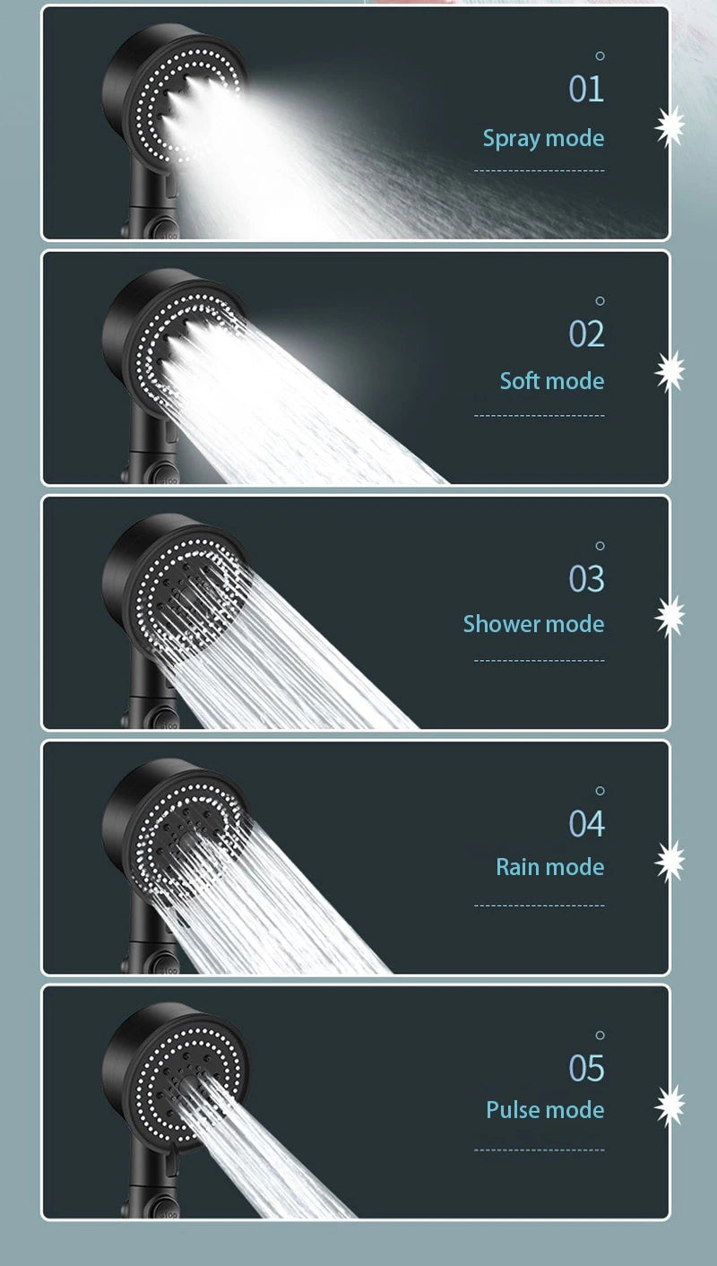 Xiaomi Water Temperature Digital Display Shower Head Turbo High pressure shower head  set household 5-Mode Bathroom Accessories