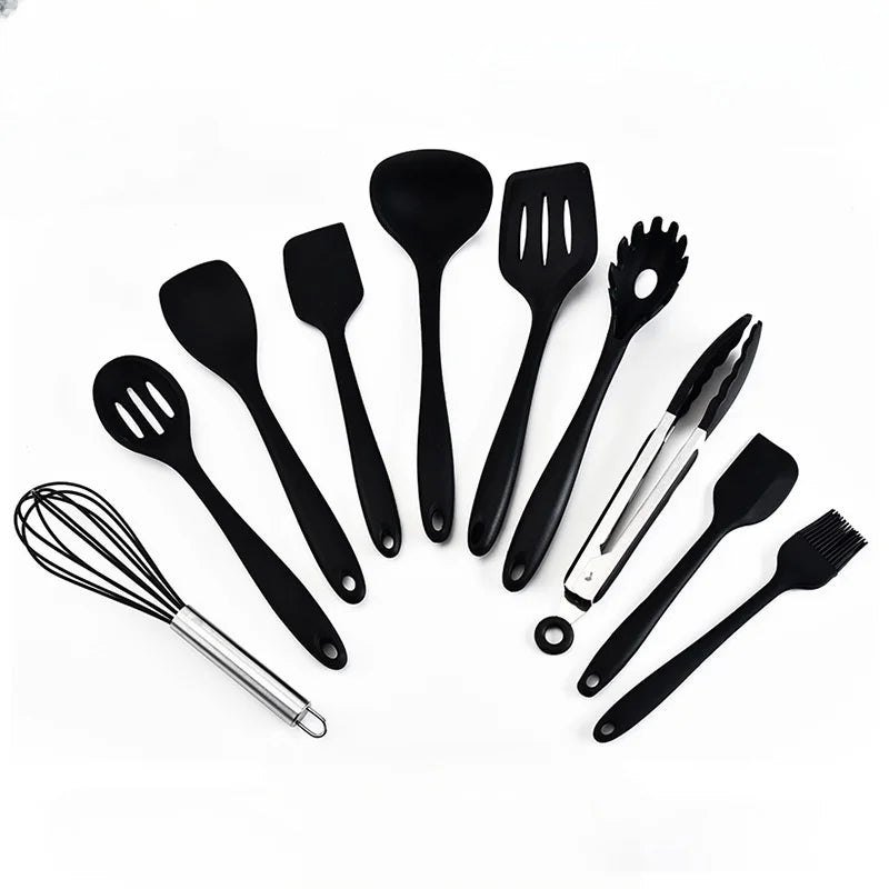 10 PCS Silicone Cookware Set Kitchen Cooking Tools Baking Tools Tableware Silicone Shovel Spoon Scraper Kitchen Accessories