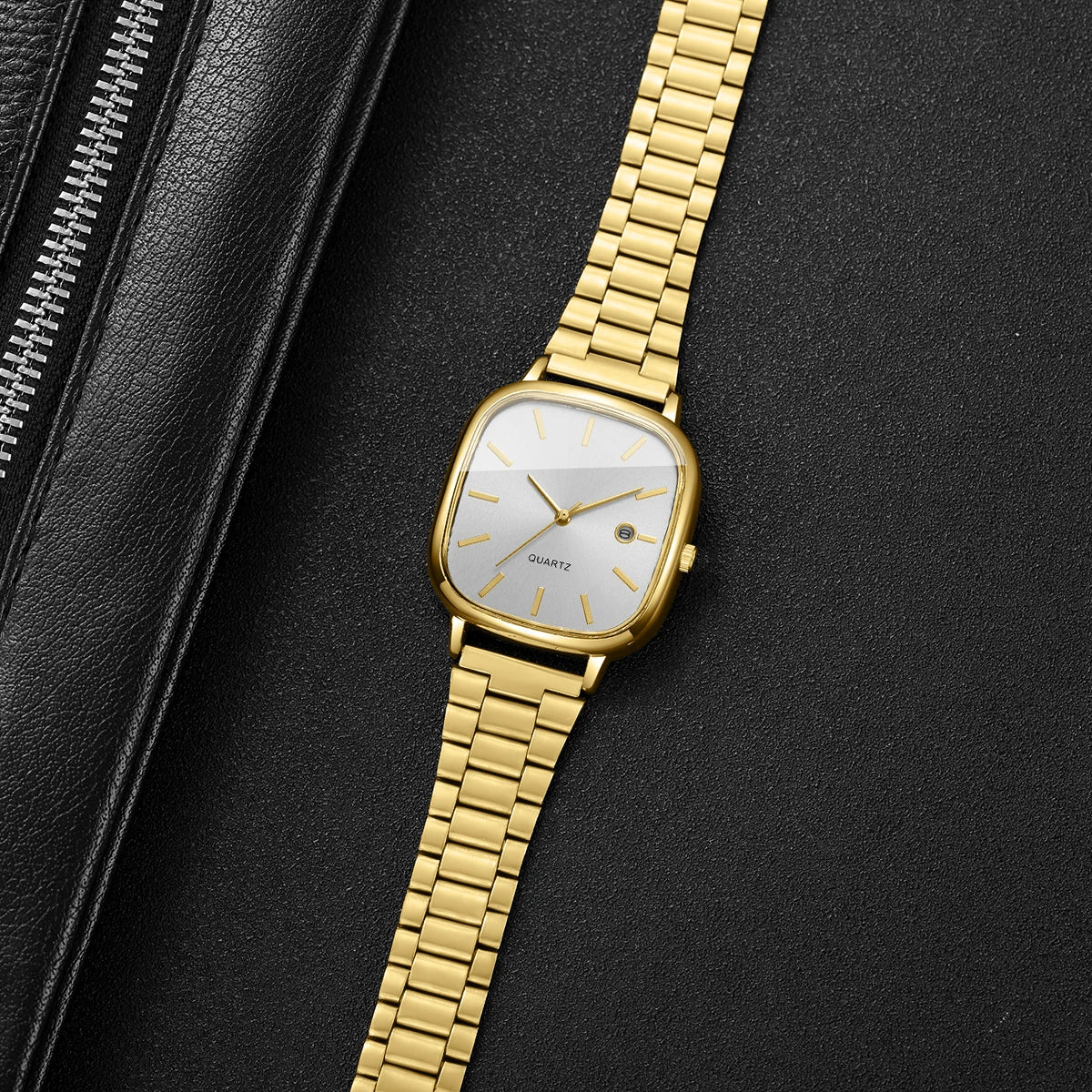 Fashion Square Men Business Watches Analog Calendar Quartz Watch for Mens Clock Reloj Hombre（Without Box）