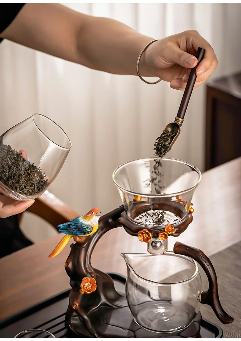 Glass Automatic Tea Set  Lazy Tea Maker High End Magnetic Suction Teapot