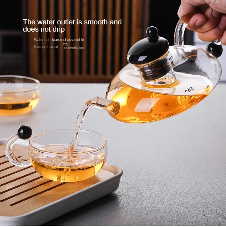 Flower tea pot set English boiled fruit tea set heat-resistant glass Nordic affordable luxury health pot