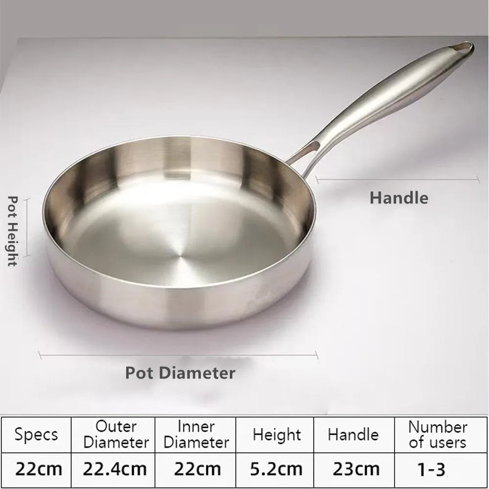 316 Stainless Steel Frying Pan Wok NonStick Pan Fried Steak Pot Uncoated Kitchen Cookware For Gas Stove and Induction Cooker Wok